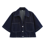 Spring New Pocket-Dressed Denim Shirt 7484064 Double Skirt 7484062 HZ1208