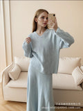 Hot Loose Knitting Suit Women 2025 Autumn And Winter New Round-Neck Sweater + Fishtail Skirt Real Shot HZ1208