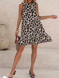 Elegant Sleeveless Leopard-Print Summer Vest Dress With Thin Fashion High Personality Street HZ1208