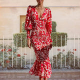 Women's New V-Neck Fashion Sexy Body-In-Body Temperament Long-Sleeved Spring Dress Women 661 HZ1208