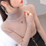 High-Necked Sweater Women's Autumn And Winter Set-Up Bottom Shirt 2025 New Fashion Knitting Top HZ1208