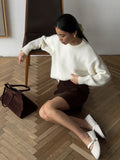 Loose Lazy Wind Wool Sweater Woman 2025 Dress Bag Loose Knitted Shirt Long-Sleeved Top HZ1208