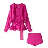 Temperament Lantern Dress Women's Spring New Short Skirt To Collect Irregular Lotus Leaf Edge Tie HZ1208