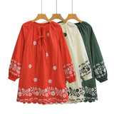 2025 Women's New Flower Embroidery Casual Sleeve Dress 9241 HZ1208
