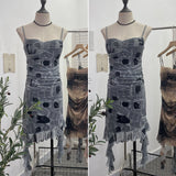 Real Shooting Sexy Sling Dress Girl Summer Babes Thin With Chest Cushion Lotion Side Ribbon Mesh Vest Dress 66661 HZ1208