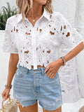 Ladies Lace Fashion Elegant Shirt Shirt Casual Holiday Party Hollow Shirt HZ1208