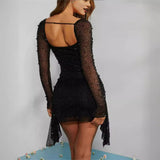 New Women's Black Pearl Dress HZ1208