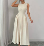 Women's Sleeveless Spring And Summer Thin Temperament Waist Dress HZ1208