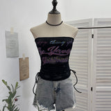 Real Shot With Chest Pad Lace Lace Hollow Hottie Breast Drawstring Thin Brat Waistcoat Sleeveless Top 12111 HZ1208