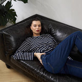 2025 Spring And Summer New Striped T-Shirt Women Simple Leisure Loose Thin Sleeve Long-Sleeved Top HZ1208