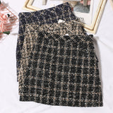 Small Scented Coarse Flowers, Lattice Half-Dress Woman 2025 Autumn And Winter New High-Waisted Thin Ass A-Word Skirt 8920 HZ1208