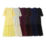 Spring New Round-Neck Short-Sleeved Knitted Knitted Dress 4192001 HZ1208