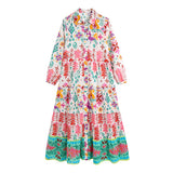 2025 Spring Women's Long Sleeve Positioning Print Dress 1725 HZ1208