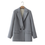 Spring And Summer 2025 New Simple Loose Double-Dbuted Blazer Women's Spring And Autumn Dress New Suit HZ1208