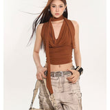 2025 Spring And Summer New High-End Sexy Inside Sexy Neck Ribbon Design Sling Vest Woman HZ1208