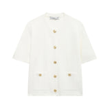 Summer New Round Collar Button Temperament Gentle Short-Sleeved Coat 6427101 HZ1208