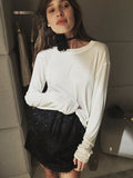 2025 New Sexy Soft Leier Out-Shoulder Long-Sleeved T-Shirt Women's Transparent Top HZ1208