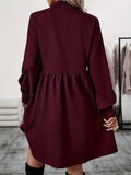 2025 Autumn And Winter New Trend Pure Color Collar Single Row Buckle Long-Sleeved Women's Fashion Long Dress HZ1208