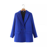 Spring And Summer 2025 New Simple Loose Double-Dbuted Blazer Women's Spring And Autumn Dress New Suit HZ1208