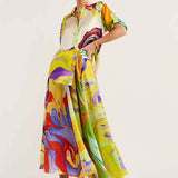 2025 New Temperament Commuter Fashion Printed Shirt Casual Set HZ1208