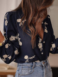 2025 Spring And Summer New Women's Shirt Women's Long-Sleeved Embroidered Chiffon Shirt Top HZ1208