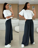 2025 Summer Leisure Wide Legs Burst Loose Casual Fashion Trousers Women HZ1208
