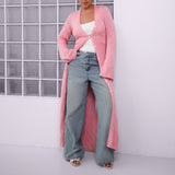 Autumn Long Hollow Knitted Coat Women Slim Thin Casual Fashion Party Out Of The Street Temperament HZ1208