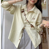 Embroidery Design Languid Shirt Spring And Autumn Fashion Casual Long Sleeves New Casual Temperament Shirt Loose Coat HZ1208