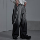 Wearing Gradient Straight Jeans Women Loose Broad Legs Fashion Trend Niche Design Personality Wear HZ1208