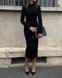 Autumn New Collar Long Sleeves-Body-Groomed-Up Dress HZ1208