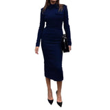 Autumn New Collar Long Sleeves-Body-Groomed-Up Dress HZ1208