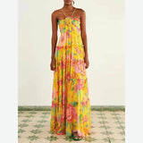 Sexy Women's New Fashion Print Sexy Hanging Neck Sleeveless Breast Loose Dress HZ1208