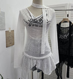 Real Shooting Retro Irregularly Hollow Knitted Jersey Dress Girl With Hottie Word Shoulder Collar Blouse 8101 HZ1208