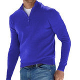 2025 New Autumn Long Sleeve V-Neck Wool Woolen Zip-Up Men's Casual Polo Shirt HZ1208