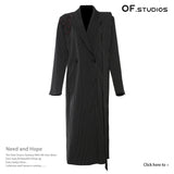 25 New Striped Splicing Irregular Ribbon Handmade Flowers Long Blazer Wind Coat 1783 HZ1208