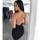 [Monthly Sales Of 100,000] Suspension Dress Woman 2025 Summer Sexy Hot Girl Sleeveless Wrinkles Ass Short Skirt HZ1208