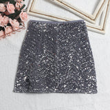 Pink Lewd Skirt High Waist Thin Anti-Light Bag A Word Flashy Bundi Skirt 8021 HZ1208
