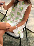 Women's 2025 Summer New Casual Pink Flower Round-Neck Sleeveless Vest Dress HZ1208