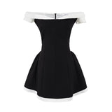 Spring 2025 New Fashion Sexy Breasts Small Body Repair Word Collar Dress Skirt Short Skirt Woman HZ1208