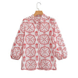 2025 Women's Pineapple Embroidered Collar Shirt 23008 HZ1208