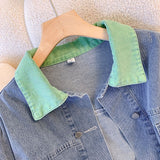 Blue Denim Jacket Female Design Sense Niche 2025 Spring And Autumn New Loose Set Retro Splicing Jacket Top HZ1208
