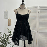 Real-Shooting Lace Tling Folded Sling Vest Irregular Skirt Shaved Thin Holiday Wind Sleeveless Top 1029 HZ1208