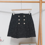 A-Word Bleed Dress Woman 2025 Winter New Korean Version Of The Splicing Double Buckle Pressure Folding Anti-Light Skirt 8991 HZ1208