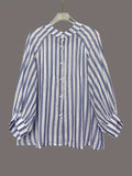 2025 Summer Long-Sleeved Striped Shirts Slim Casual Loose Women's Shirt Tops Women's Clothing HZ1208