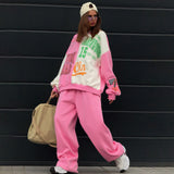 Autumn And Winter Round Collar Splicing Set Of Women Warm And Comfortable Trend Fashion Commuting HZ1208