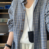 Korean Plaid Shirt Women 2025 Spring And Autumn New Loose Lazy Trinkets Coat HZ1208
