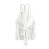 Summer New Hanging Neck Silk Jerk Texture Solid Color Exposed Back Coat 2892650 HZ1208