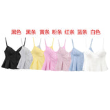 V-Neck Slings Sexy Dew Single-Dripple Broad-Folded Skirt-Up Short-Form Women's Vest 2178083 HZ1208