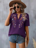 Short-Sleeved Embroidered Top Women's Literary And Art Retro Shirt Women Loose Temperament 2025 Summer New HZ1208