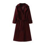 Z2025 Autumn New Female Retro Leisure Double Buckle With Belt Long Hair Coat HZ1208